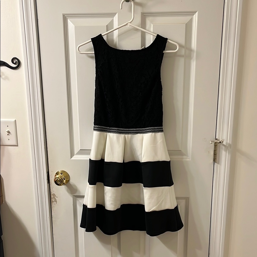 Black and White Striped Kids Dress